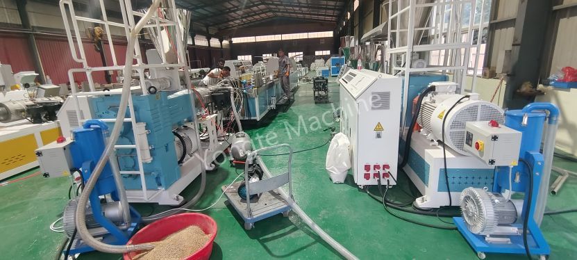One step WPC embossed decking production line